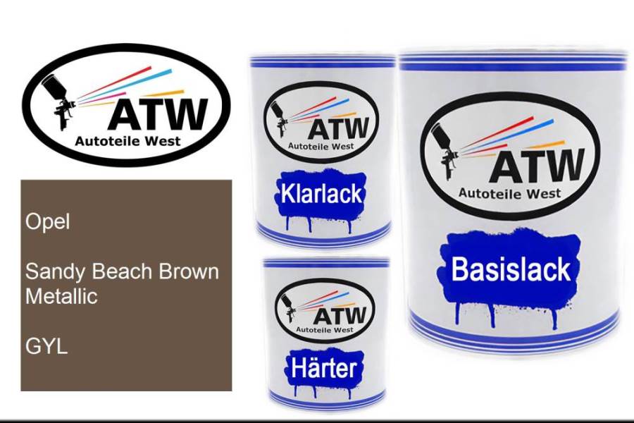 Opel, Sandy Beach Brown Metallic, GYL: 1L Lackdose + 1L Klarlack + 500ml Härter - Set, von ATW Autoteile West.